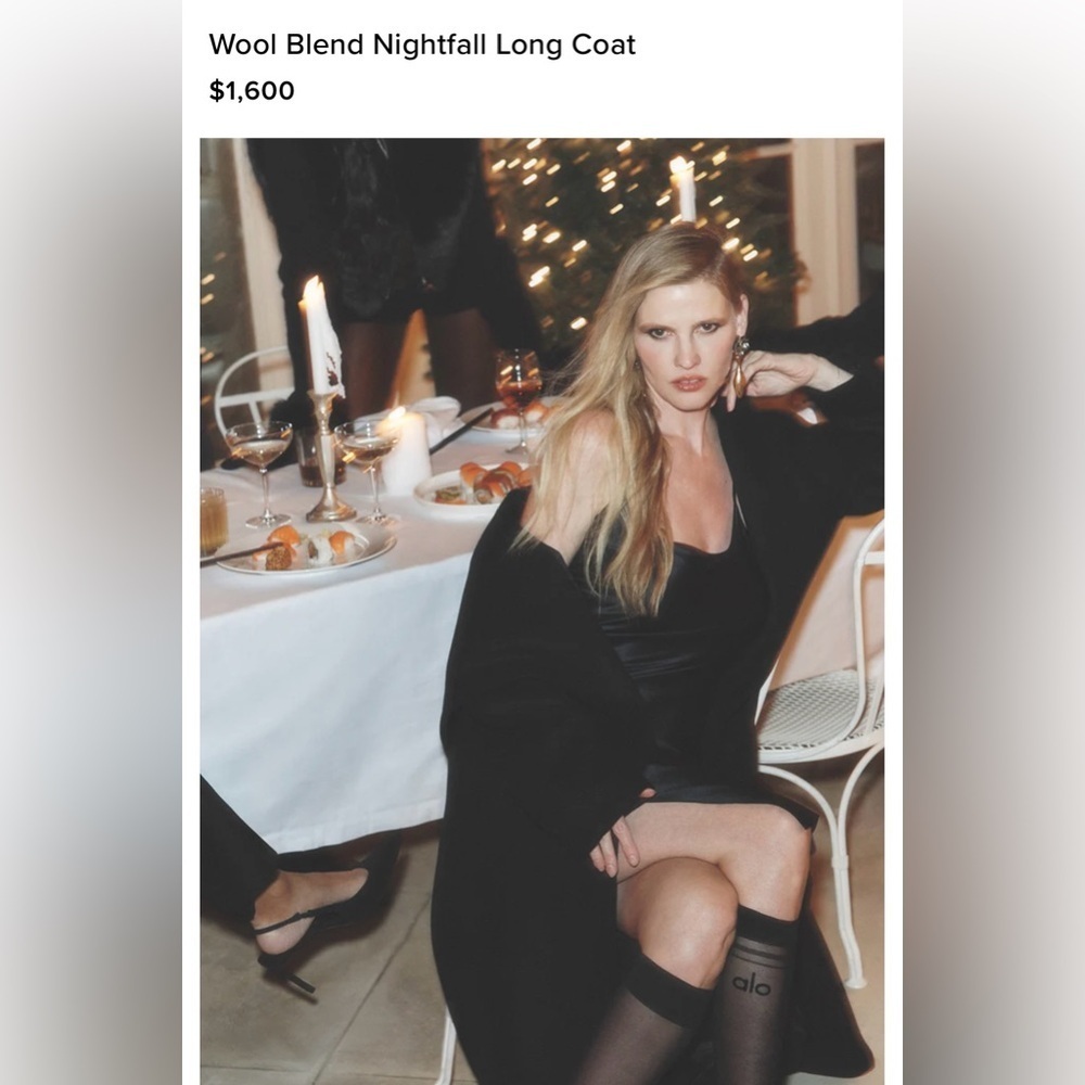 NWT Alo Yoga Wool Blend Night Fall Black Long Coat Size Small - Picture 3 of 10